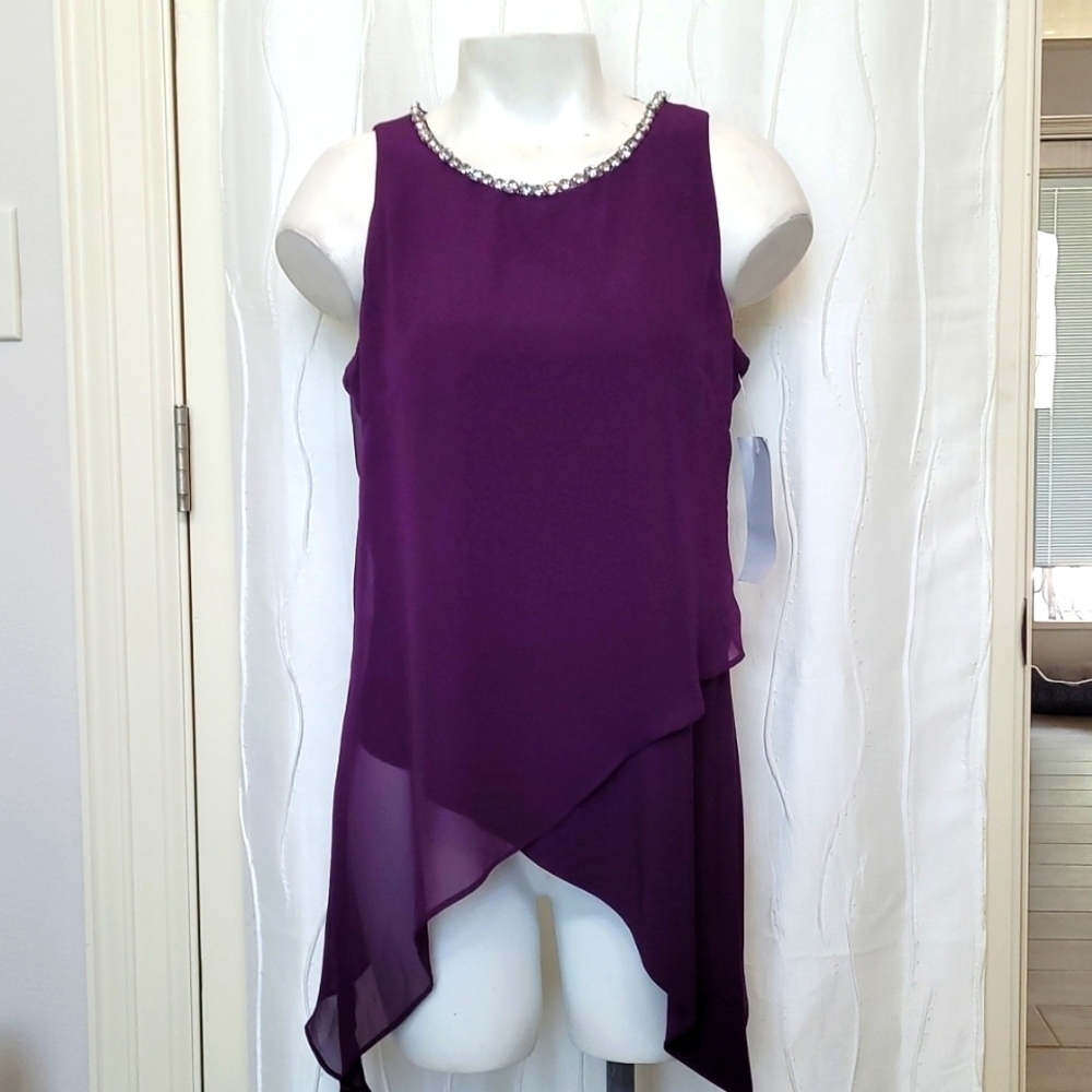 NWT Prelude Purple Sleeveless Beaded Top